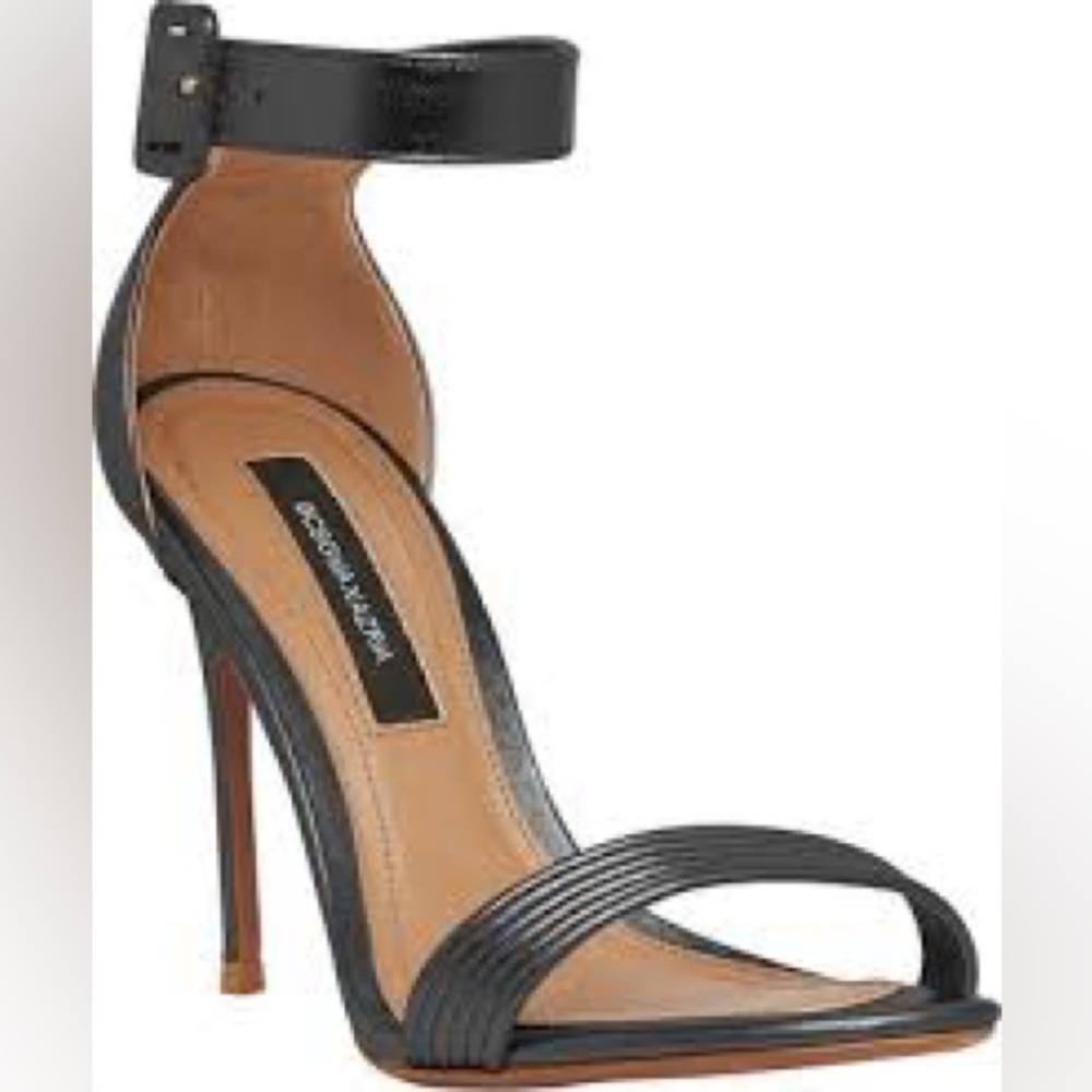 BCBGMaxAzria Black Heels with Open-Toe Design and Adjustable Ankle Strap - Picture 3 of 11